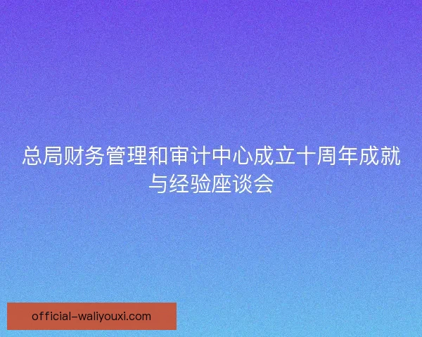 总局财务管理和审计中心成立十周年成就与经验座谈会